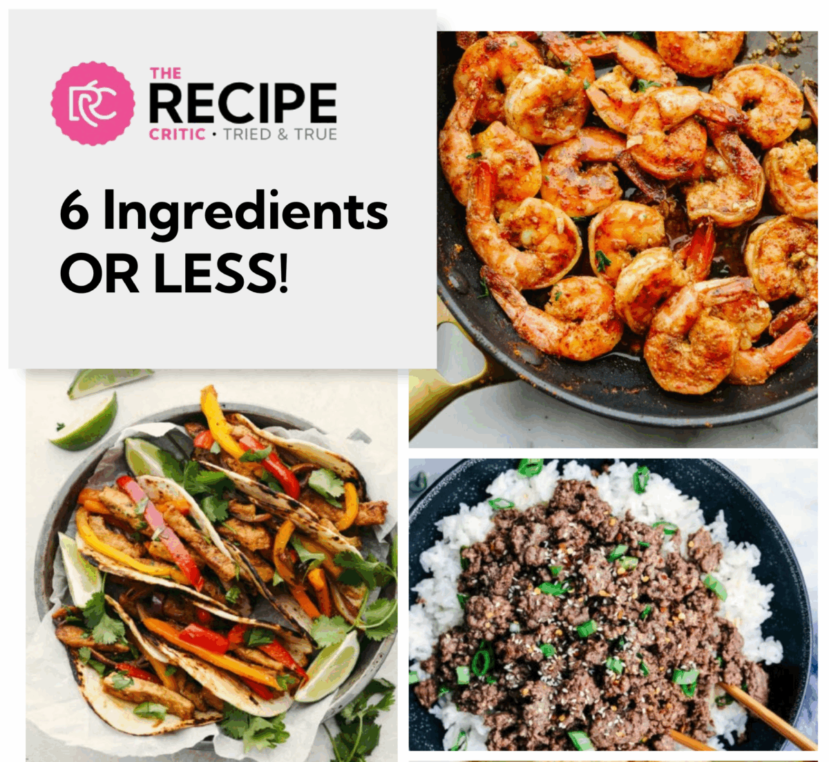 Dinner decisions = exhausting. These free printable recipe ebooks are packed with my go-to recipes — the ones I make on repeat. 6 ingredients or less ebook graphic.