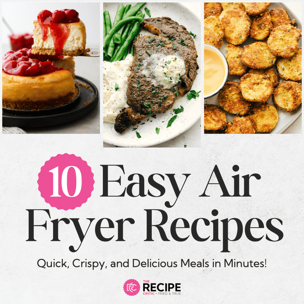Dinner decisions = exhausting. These free printable recipe ebooks are packed with my go-to recipes — the ones I make on repeat. Quick dinners, seasonal treats, family favorites, even dessert. Just print, save, and use whenever you need ideas fast. Air Fryer Recipes Ebook graphic.